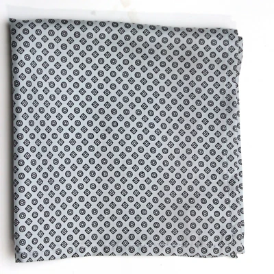 Pocket square Men's 100%Silk  handkerchief 12" White Dusty Blue Grey Ornament - Image 1 of 4