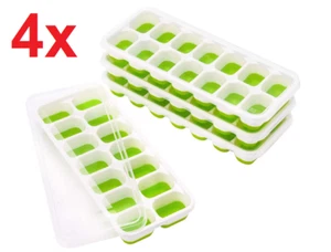 4x Eiswürfelform Silikon mit Deckel Eiswürfelbehälter Ice Tray Eis Cube Maker - Bild 1 von 1