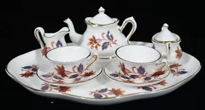 RARO SET DA TÈ MINIATURA 10 PZ CORONA VINTAGE STAFFORDSHIRE CR577 MOTIVO FLOREALE #1 - Foto 1 di 11