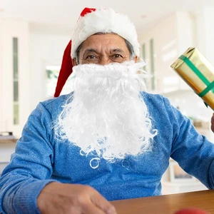 Weißer Bart Weihnachtsmann Bart Künstlich Weihnachten Cosplay Zubehör Party Requisite - Bild 1 von 12