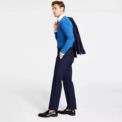 Pantalones de vestir Michael Kors para hombre azul marino elástico calce clásico rendimiento talla 36W 32L Foto 1 de 4