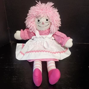Muñeca de trapo ROSA Raggedy Ann con hilo de pelo, vestido, flores y delantal 20"  - Imagen 1 de 6