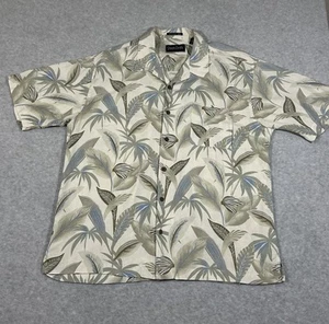 Vintage 90s Ocean Pacific white Hawaiian Floral 100% Silk Button Up Shirt Large - Bild 1 von 6