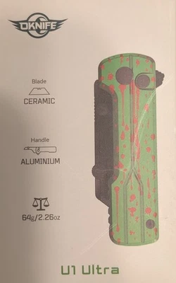 Cuchillo Plegable Oknife Otacle U1 Zombie 2.38" Hoja Cerámica Súper Mango de Aluminio Foto 1 de 4