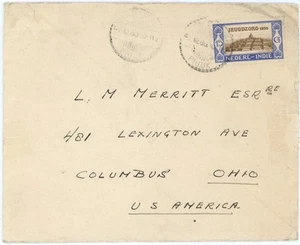 Neth Indies 1930 FDC to USA w/Semi-Postal Temple 15c + (5c) Solo - Picture 1 of 2