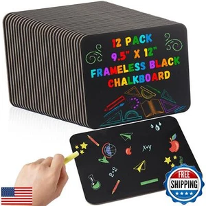 Humyoun 12 Pcs 9.5" x 12" Frameless Black Chalkboard for Kids Wooden Chalk Bo - Picture 1 of 5