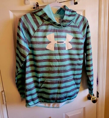 Sudadera con capucha Under Armour Storm 1 verde azulado y gris a rayas talla grande 9/10 para niñas Foto 1 de 4