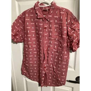 VINTAGE Coca Cola Hemd XL Herren Button-Down Allover Print Coca Cola Logo rot - Bild 1 von 1