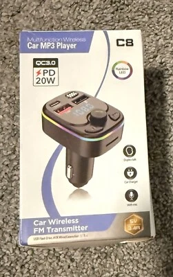 Автомобильный FM-передатчик Bluetooth 5.0 PD тип C 2USB PD зарядное устройство вспомогательный громкая связь 18 Вт - Изображение 1 из 4