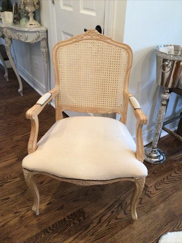 vtg carved rose chair wood cane french victorian style Cover