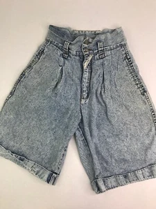 Vintage Jordache Damen hoch tailliert Acid Wash Denim Shorts Knopf Reißverschluss blau 7/8 - Bild 1 von 12