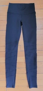 Ivivva Lululemon Girls Black Full Length Athletic Leggings Size 12 Mesh Design - Picture 1 of 6