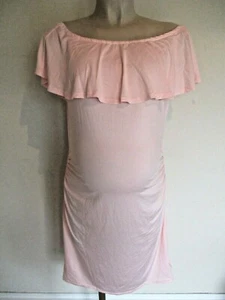 BABY PINK MATERNITY BARDOT BIB BODYCON DRESS SIZE 10 12 14 16 NEW - Picture 1 of 3