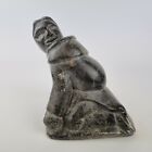 Vintage Canadian Eskimo Inuit Stone Carving Of A Hunter Catching An Animal