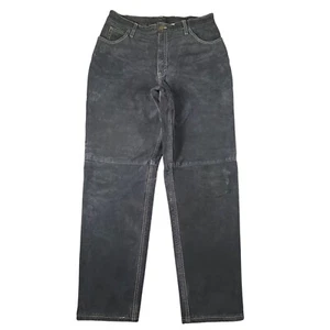 Vtg Bovines Womens 16 Genuine Suede Leather High Rise Pants Jeans Dark #9604 - Picture 1 of 10