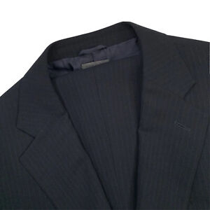 Mens 44 L VESTIMENTA Deep Charcoal Grey Stripe Soft Knit Wool Suit Made Italy