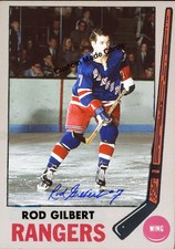 Custom made Topps-style 1969-70 New York Rangers Rod Gilbert hockey card