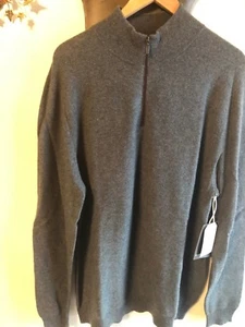 NEW HARRISON DAVIS 1/2 ZIPPER CASHMERE GRAY SWEATER SIZE XXL - Picture 1 of 3