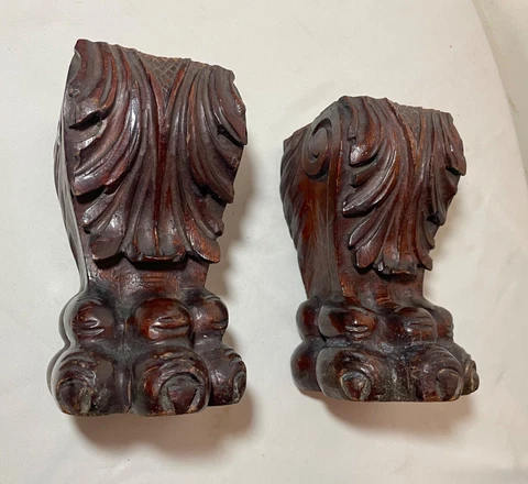 pair antique 1800's hand carved claw footed legs architectural furniture salvage Cover