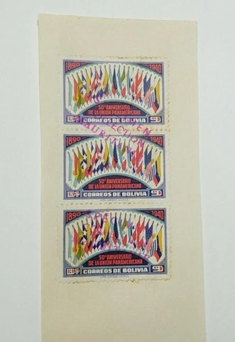 O) 1940 BOLIVIA, FLAGS OF 21 AMERICAN REPUBLIC - PAN AMERICAN UNION 150TH ANNIVE Cover