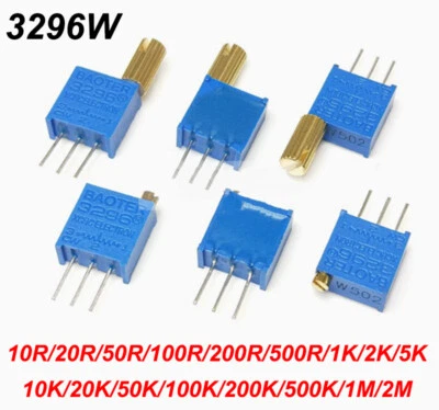 3296W Multi-turn Top Adjust Potentiometer 10R/20R/50R/100R/200R/500R/1K/2K/5K-2M - Image 1 of 4