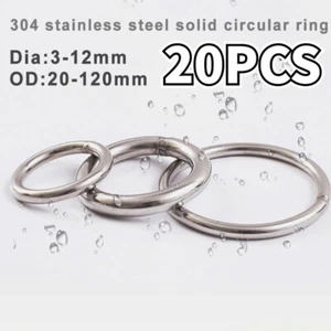 304 20x Stainless Steel Round Rings Heavy Duty Solid Metal O Ring Welded Circle - Picture 1 of 9