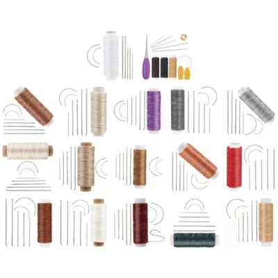 Juego de 10 agujas de coser manuales de cuero con hilo encerado aguja curva herramienta de coser Foto 1 de 4