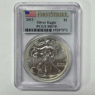 2011 Silver Eagle $1 PCGS MS70 First Strike US Flag - Image 1 of 4