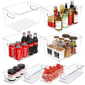 Clear Plastic Storage Bins 8 Pack - Pantry Organizers and Storage, Fridge Org... - Bild 1 von 7