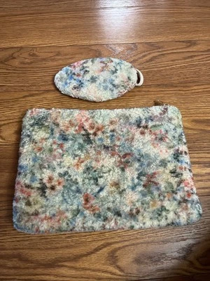 Anthropologie Madison Floral Sherpa Pouch With Matching Face Mask - Image 1 of 4
