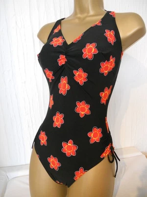 BLACK / RED FANTASIE RUCHED SWIMSUIT SIZE 34E UNDERWIRED SWIMWEAR - Image 1 of 2