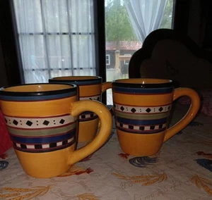 Lot of 3 TABLETOPS Gallery ARGENTINA MUGS 4 .5” Tall Hand Crafted & Painted - Picture 1 of 5