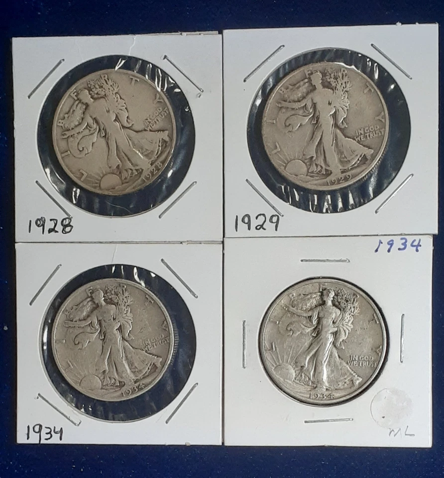 1928 - 1929 - 1934 (2) Walking Liberty half Dollar - Image 1 of 2