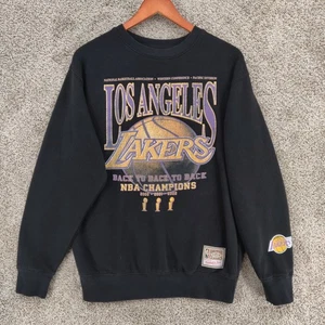 Los Angeles Lakers Sweatshirt Mens Medium Black Pullover Champions Mitchell Ness - Picture 1 of 14