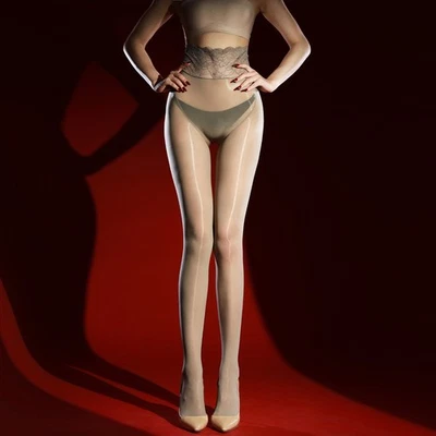 5D Seamless Sheer Stockings High Waist Glossy Oil Shiny Women Pantyhose Clubwear - Image 1 of 4
