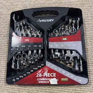 Jeu de clés mixtes Husky 28 pièces MM/SAE étui de rangement compact - Photo 1/3