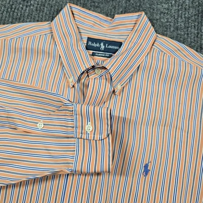 Рубашка мужская Ralph Lauren размер XL в полоску классический крой повседневная с длинным рукавом на пуговицах - Изображение 1 из 4