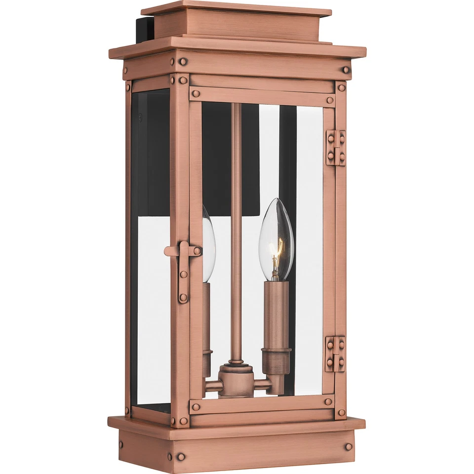 Quoizel Noelle 2 Light 16" Outdoor Wall Lantern Aged Copper/Glass - NOE8407AC