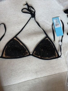 EXTREMELY RARE NEW BEACH BUNNY BIKINI SPELL BOUND BLACK SMALL TOP ONLY - Picture 1 of 1