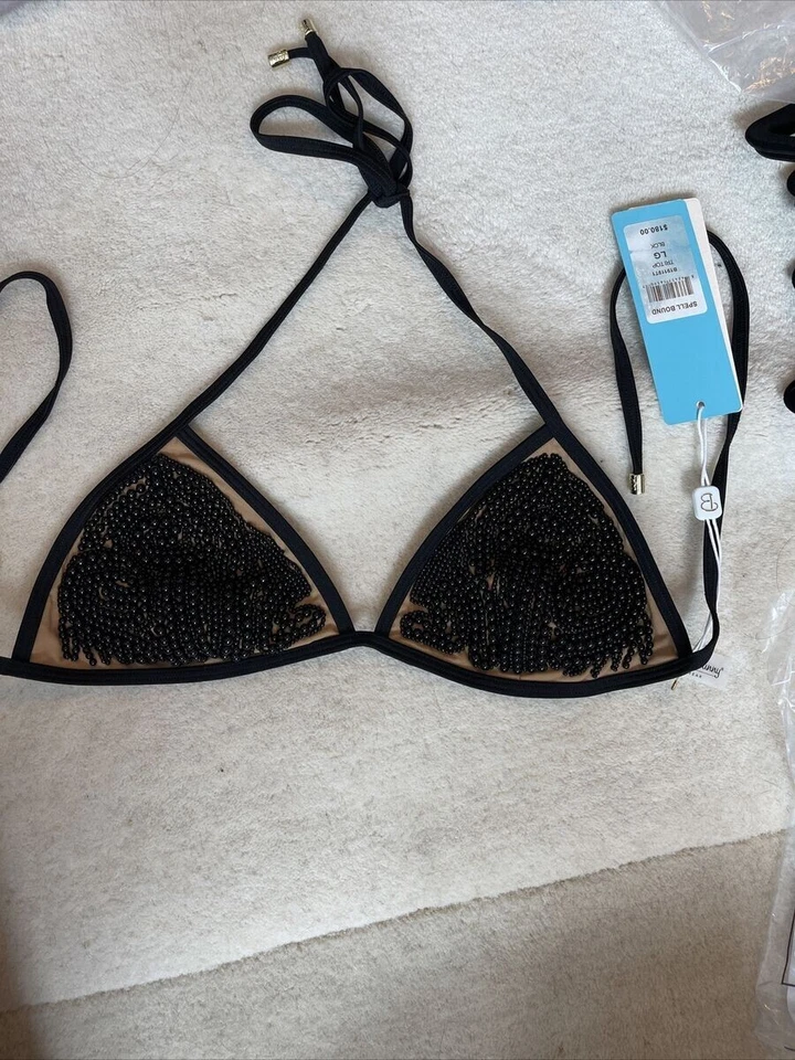 EXTREMELY RARE NEW BEACH BUNNY BIKINI SPELL BOUND BLACK SMALL TOP ONLY - Image 1 of 1