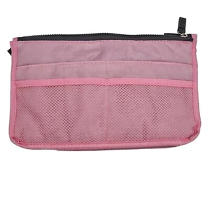 Geldbörse Organizer 13 Taschen leichtes Nylon Neu ohne Etikett Reißverschlüsse Druckknöpfe Netz rosa grau - Bild 1 von 7
