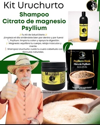 KIT URUCHURTO 3 PIEZAS CÁSCARA DE PSYLLIUM, CHAMPÚ, CITRATO DE MAGNECIO Foto 1 de 4