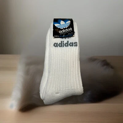 Calcetines De Colección Adidas Gris Trifolio Nuevo de Lote Antiguo Creslan Acrílico Años 80 10-13 EE. UU. 90s Foto 1 de 3