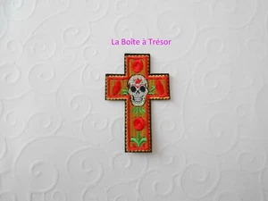 Écusson Patch Thermocollant ou à Coudre - Brodé - Croix Skull Neuf - Réf.2 - Imagen 1 de 1