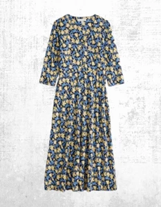 Ex Seasalt Women’s 3/4 Sleeve Cotton Jersey Dress in Blue Garden Meadow - Picture 1 of 8