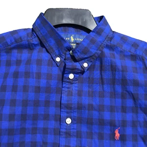 Polo Ralph Lauren Button-Down Blue Plaid Dress Shirt Boy Youth Sz XL (18-20) - Picture 1 of 8