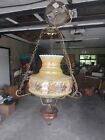 Vtg Thomas Industries MCM Swag Lamp Ceiling Light Fixture Floral Glass
