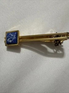 Auth Rare Lab lapis lazuli stone × gold color Vintage Tie Pin Tie Bar Tie Clip - Picture 1 of 5