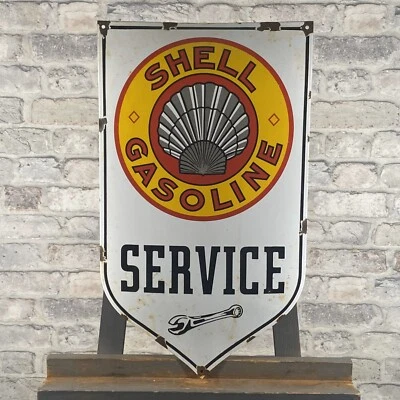 SHELL Enamel Sign 23.6x14.2" (60x36) Oil Retro Vintage Porcelain Wall Decoration - Image 1 of 4