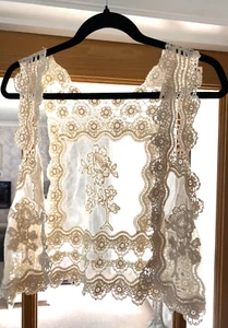 Ladies Lace Waistcoat M Cream - Picture 1 of 4